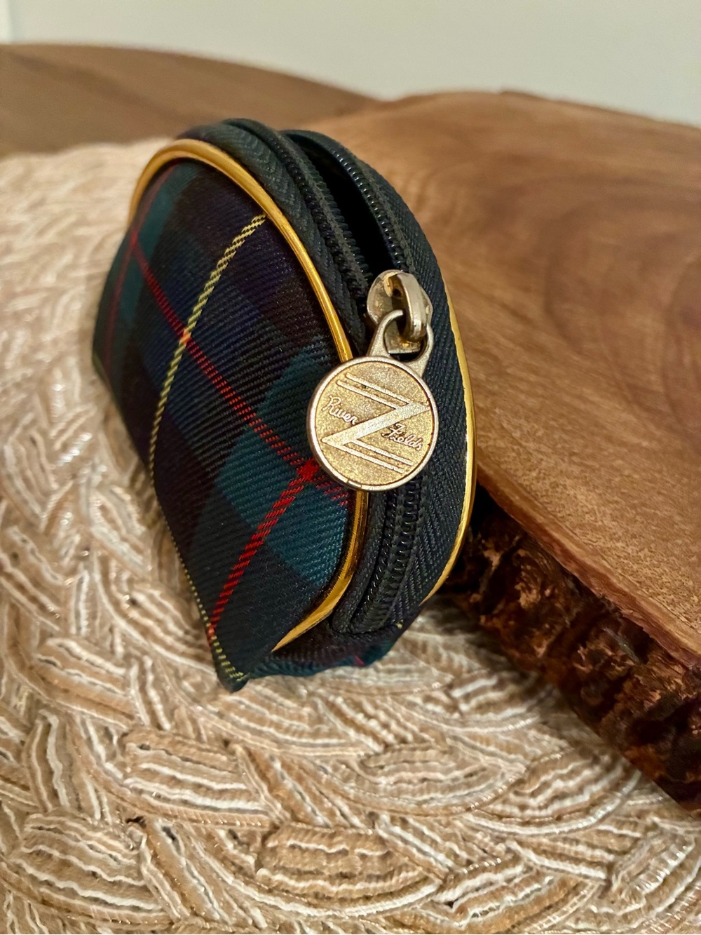 VTG 80s River Fields Zayre Dept Store Black Watch Tartan Plaid Coin Purse Pouch
